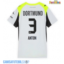 Camisa de time de futebol Borussia Dortmund Waldemar Anton #3 Replicas 2º Equipamento Feminina 2025-26 Manga Curta